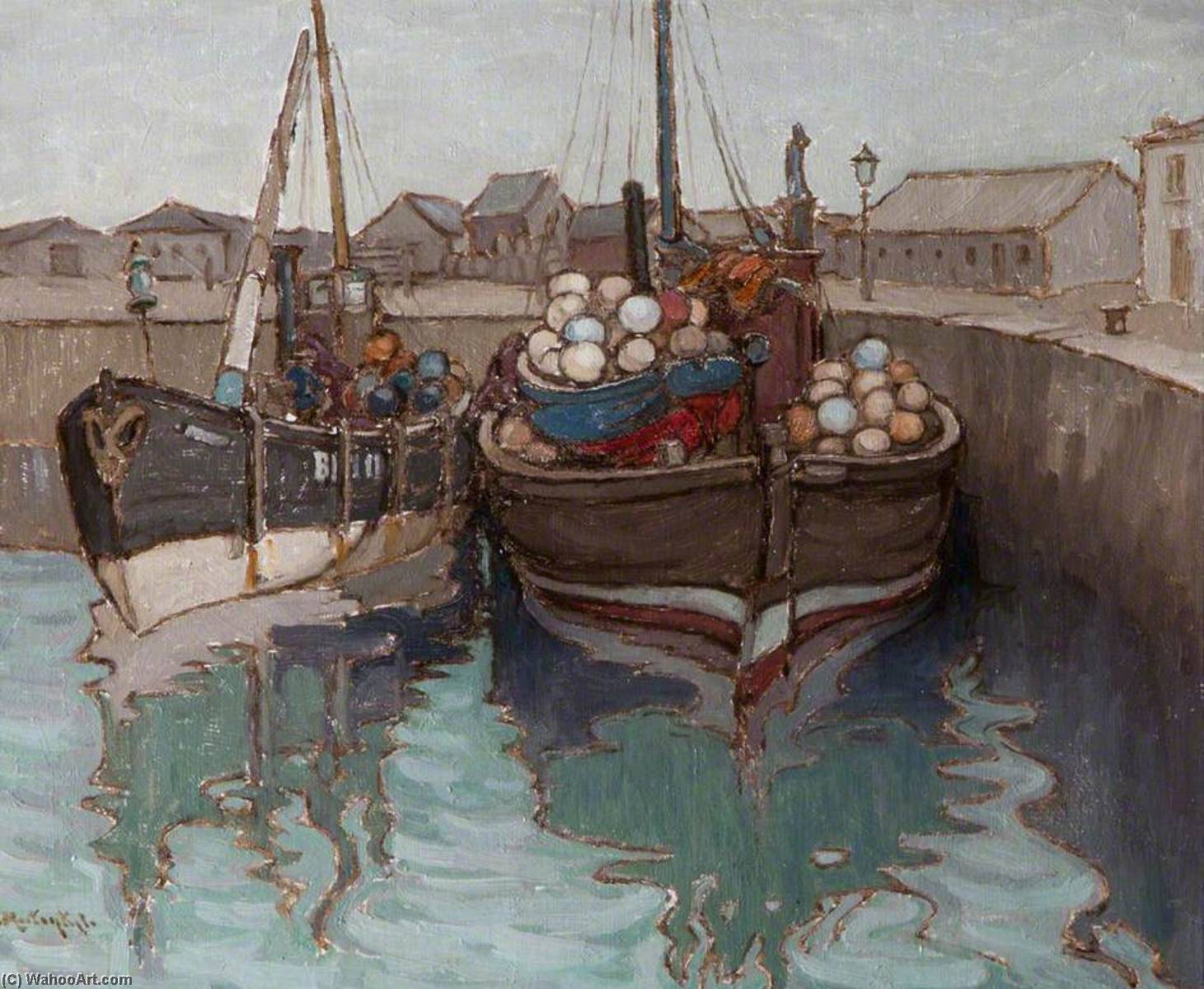 Wikioo.org - The Encyclopedia of Fine Arts - Painting, Artwork by Georgina Moutray Kyle - The Herring Boats and Buoys at Ardglass