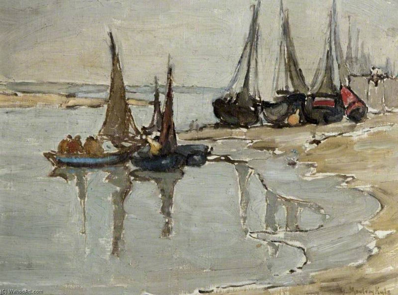 Wikioo.org - The Encyclopedia of Fine Arts - Painting, Artwork by Georgina Moutray Kyle - Slight Sketch in a Study of Étaples Harbour, France (quick study)