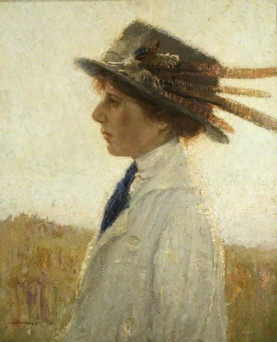 Wikioo.org - The Encyclopedia of Fine Arts - Painting, Artwork by Ernest Herbert Whydale - Lady in a Feathered Hat