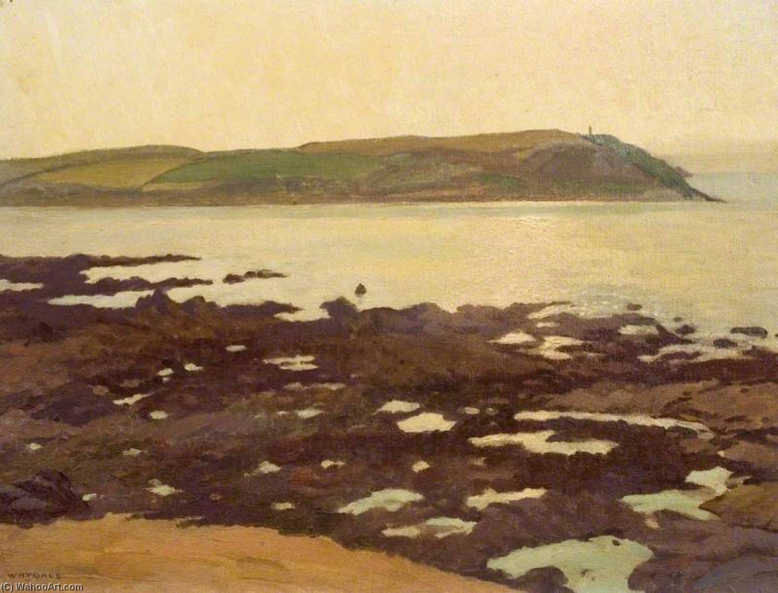 Wikioo.org - The Encyclopedia of Fine Arts - Painting, Artwork by Ernest Herbert Whydale - Evening Stepper Point, Cornwall