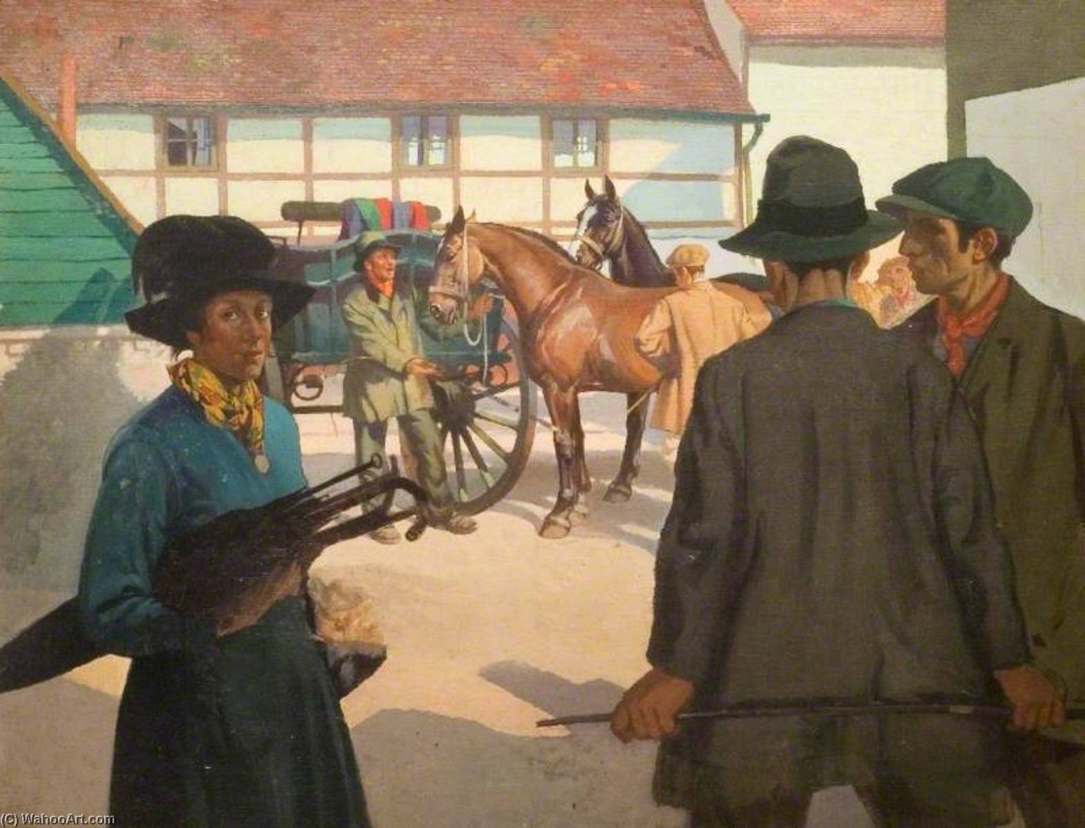 Wikioo.org - The Encyclopedia of Fine Arts - Painting, Artwork by Ernest Herbert Whydale - The Horse Dealers