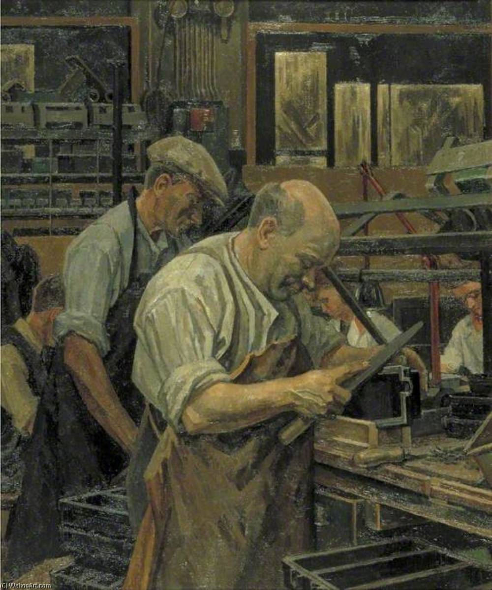 Wikioo.org - The Encyclopedia of Fine Arts - Painting, Artwork by Percy Frederick Horton - Blind Workers in a Birmingham Factory