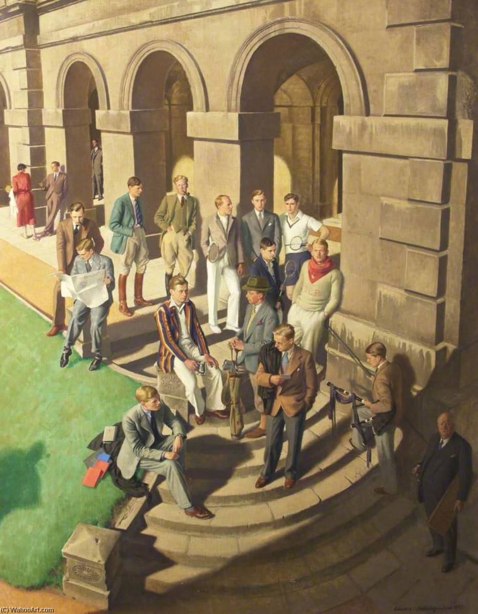 Wikioo.org - The Encyclopedia of Fine Arts - Painting, Artwork by Edward Irvine Halliday - Conversation Piece Worcester College, Oxford