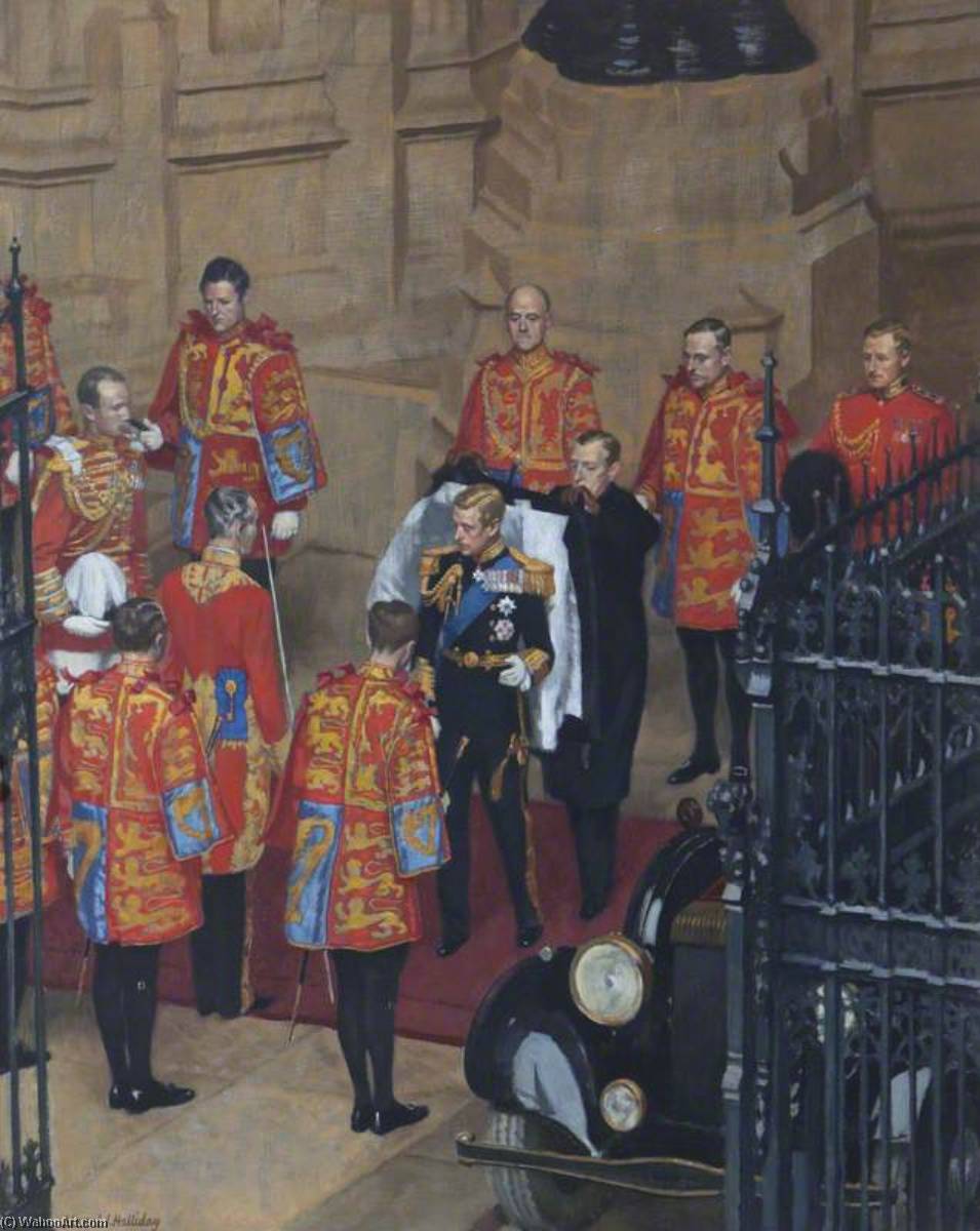 Wikioo.org - The Encyclopedia of Fine Arts - Painting, Artwork by Edward Irvine Halliday - Edward VIII (1894–1972), Arriving at Westminster for the State Opening of Parliament