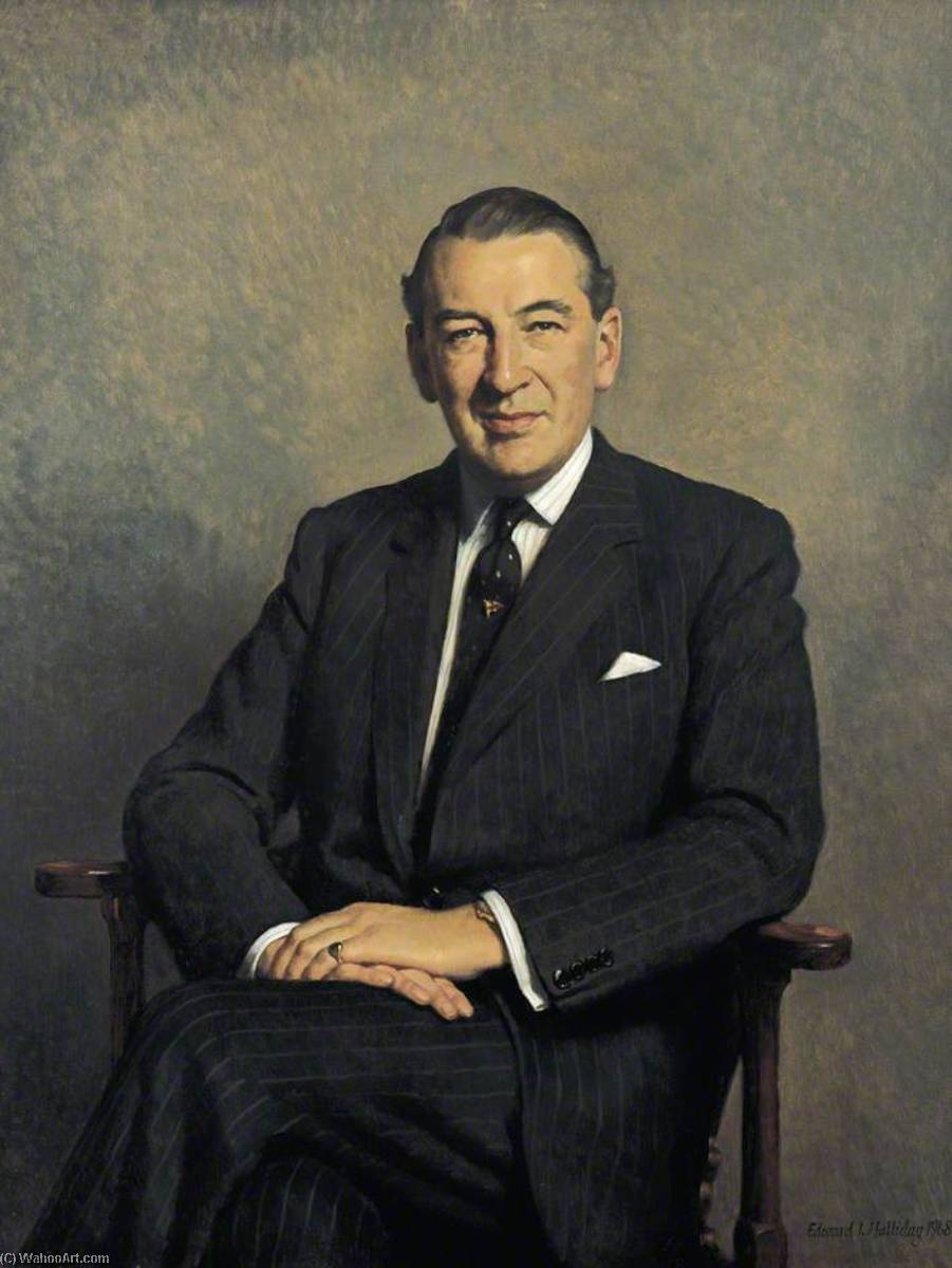 Wikioo.org - The Encyclopedia of Fine Arts - Painting, Artwork by Edward Irvine Halliday - George Rowley Stanley Baring (1918–1991), Earl of Cromer, MBE, Governor of the Bank of England