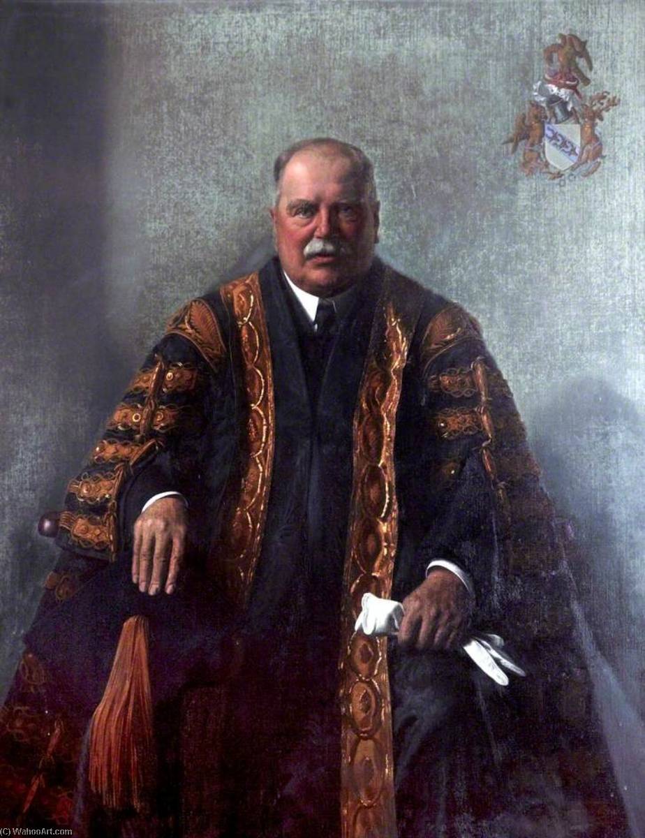 Wikioo.org - The Encyclopedia of Fine Arts - Painting, Artwork by Edward Irvine Halliday - Edward George Villiers Stanley (1865–1948), The Right Honourable The Earl of Derby, KG, GCB, GCVO, LLD, Chancellor, University of Liverpool, (1908–1948)