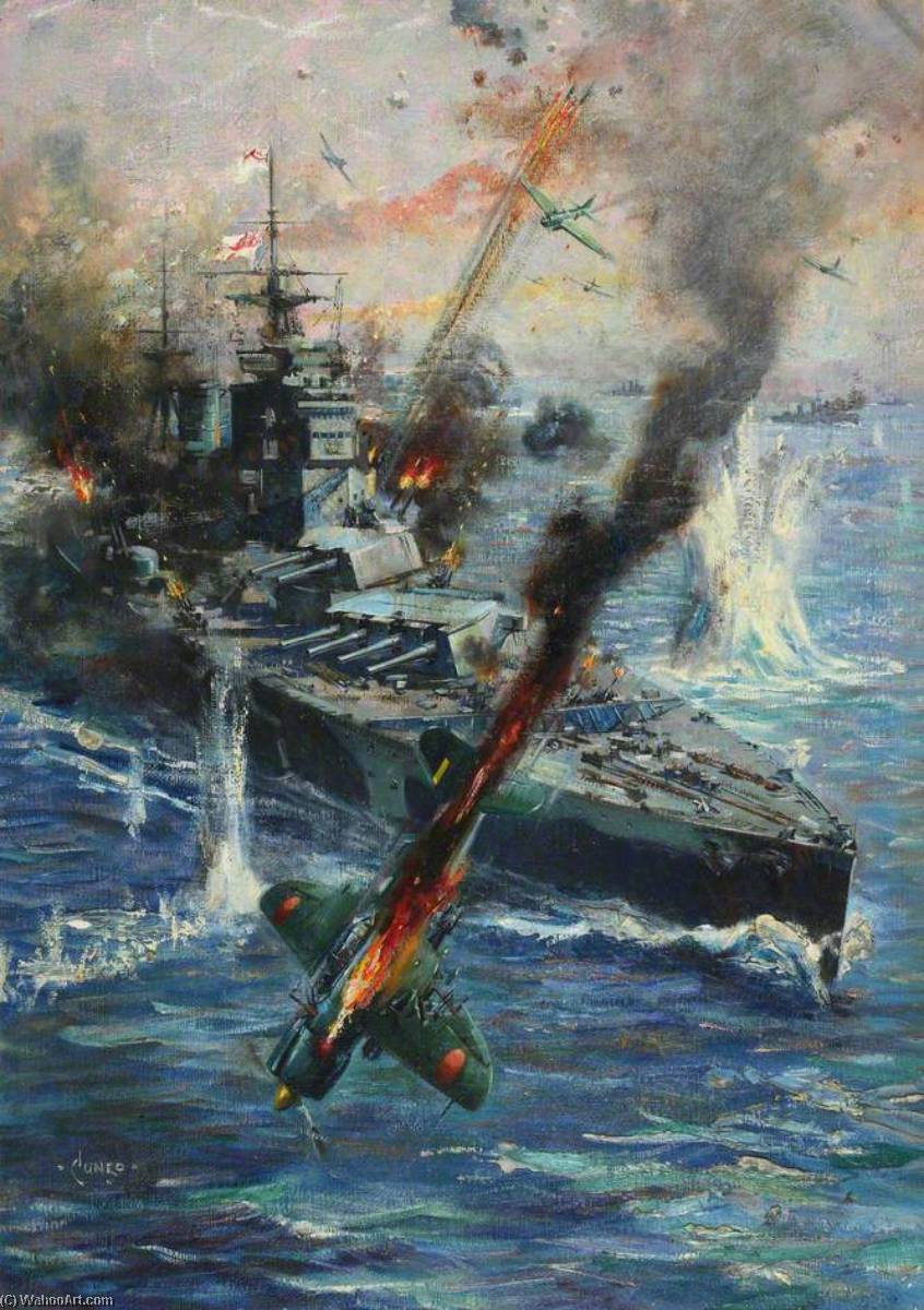 Wikioo.org - The Encyclopedia of Fine Arts - Painting, Artwork by Terence Tenison Cuneo - Aircraft Attack British Battleship