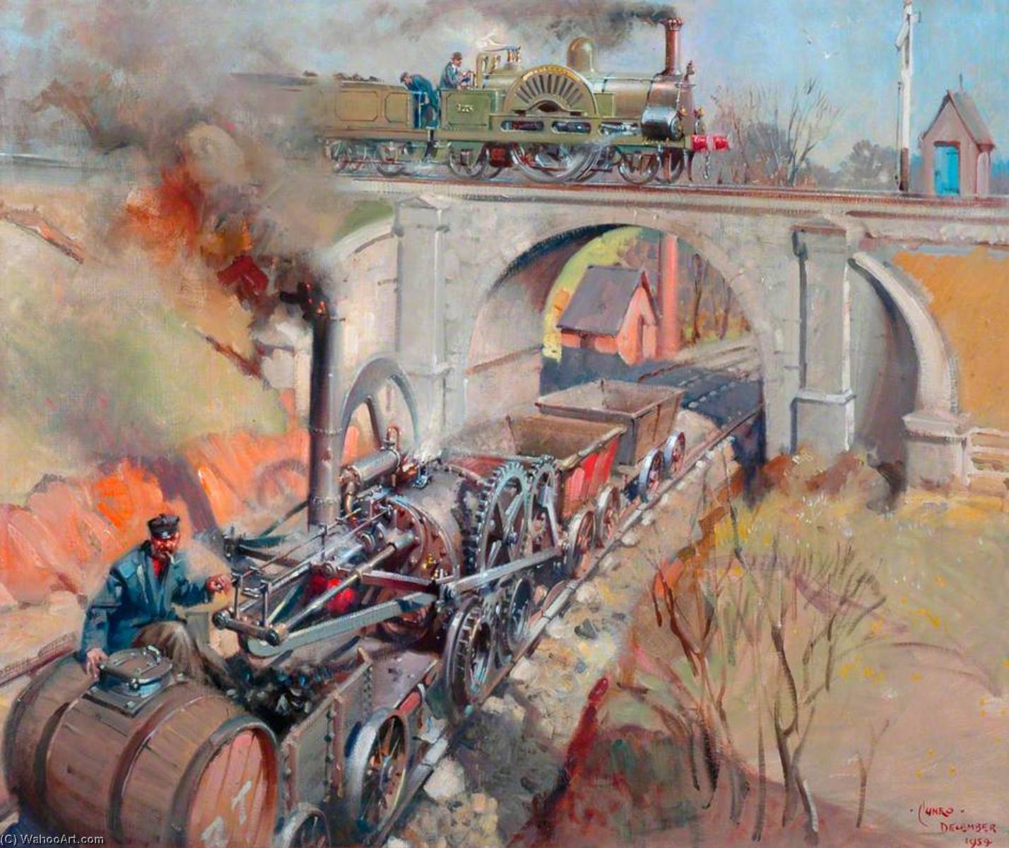 Wikioo.org - The Encyclopedia of Fine Arts - Painting, Artwork by Terence Tenison Cuneo - First Days of Steam