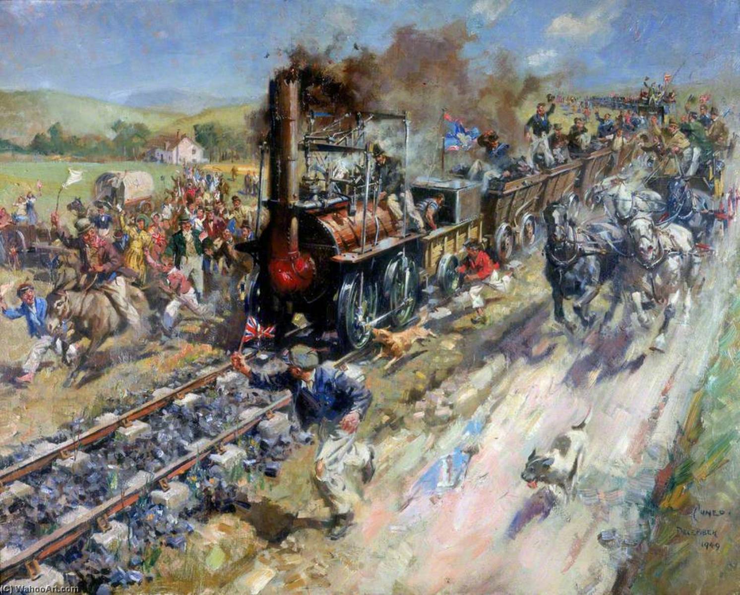 Wikioo.org - The Encyclopedia of Fine Arts - Painting, Artwork by Terence Tenison Cuneo - The Opening of the Stockton and Darlington Railway, 1825