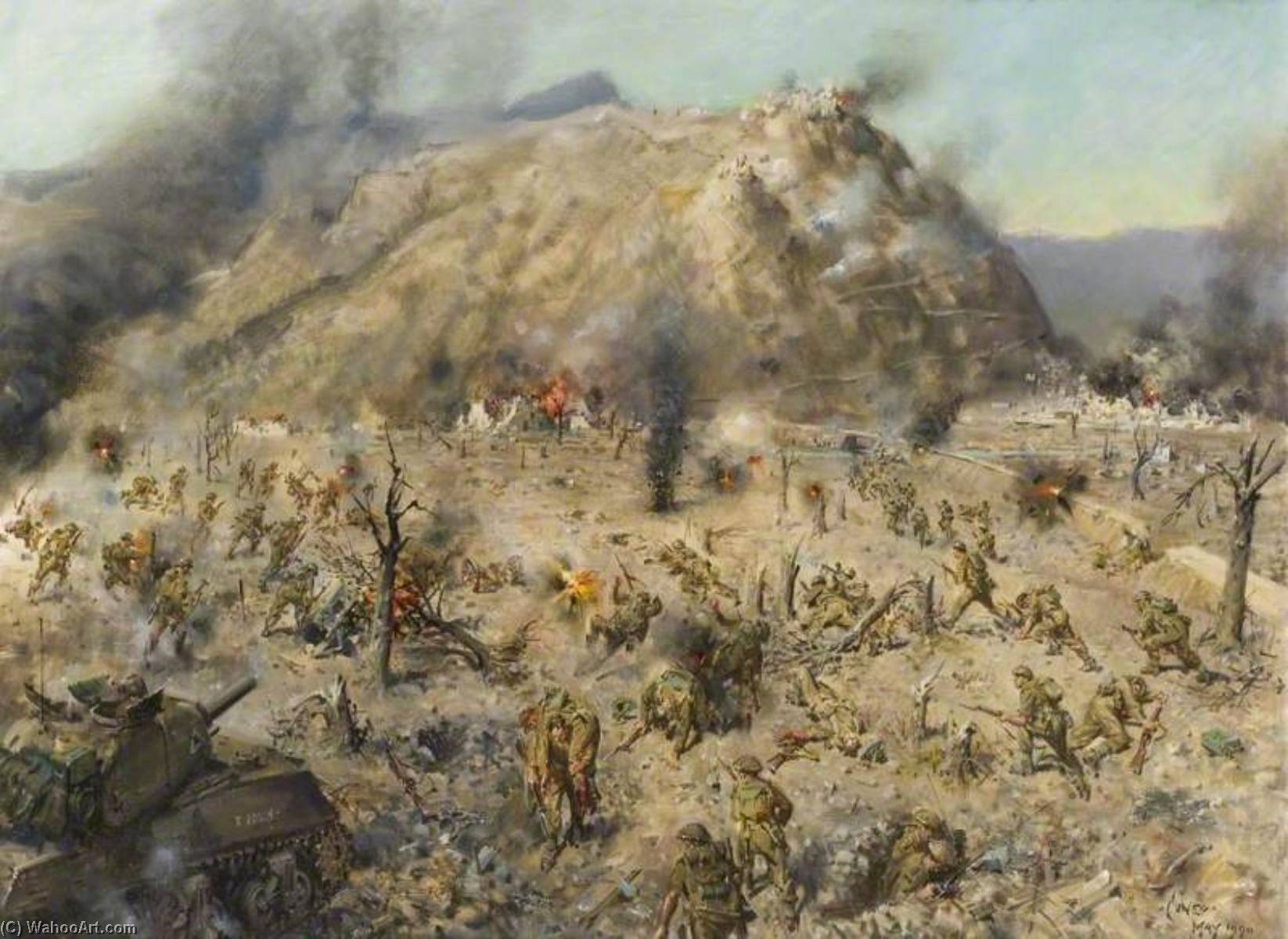 Wikioo.org - The Encyclopedia of Fine Arts - Painting, Artwork by Terence Tenison Cuneo - The Battle for Monte Cassino, Italy, 1944