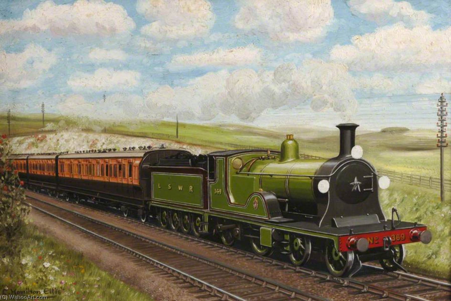 Wikioo.org - The Encyclopedia of Fine Arts - Painting, Artwork by Cuthbert Hamilton Ellis - London and South Western Railway No.369