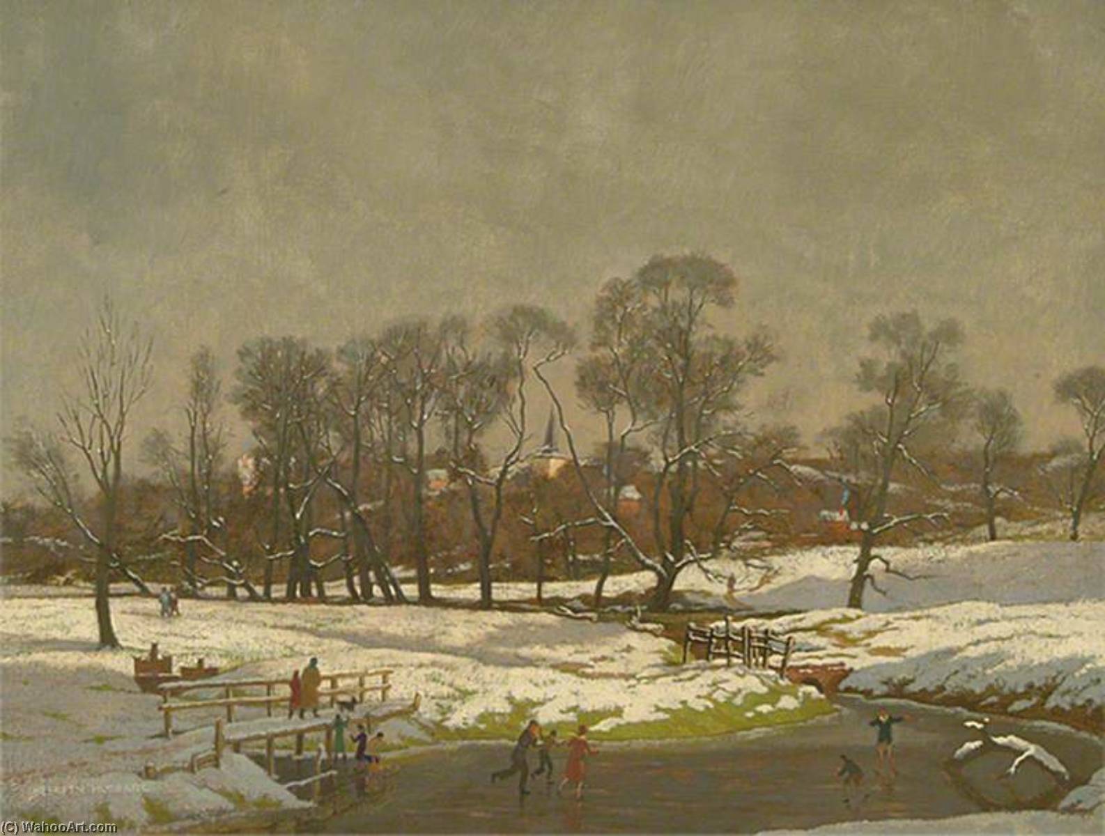 Wikioo.org - The Encyclopedia of Fine Arts - Painting, Artwork by Eric Hesketh Hubbard - Snow at Litlington, East Sussex