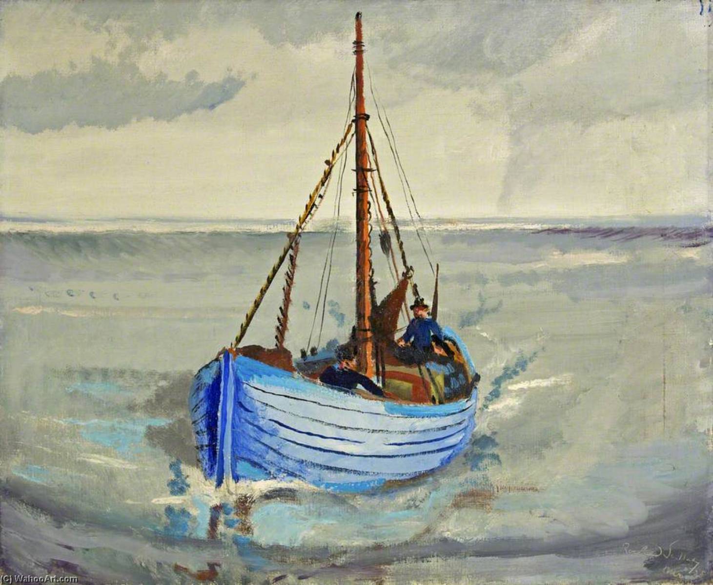 Wikioo.org - The Encyclopedia of Fine Arts - Painting, Artwork by Rowland Suddaby - Fishing Boats at Staithes, Yorkshire