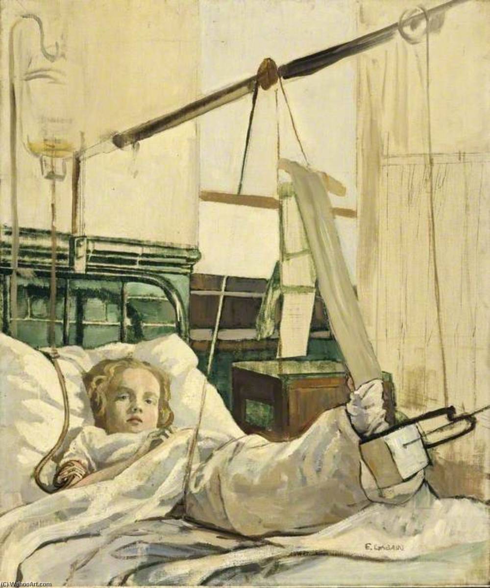 Wikioo.org - The Encyclopedia of Fine Arts - Painting, Artwork by Ethel Leontine Gabain - A Child Bomb Victim Receiving Penicillin Treatment