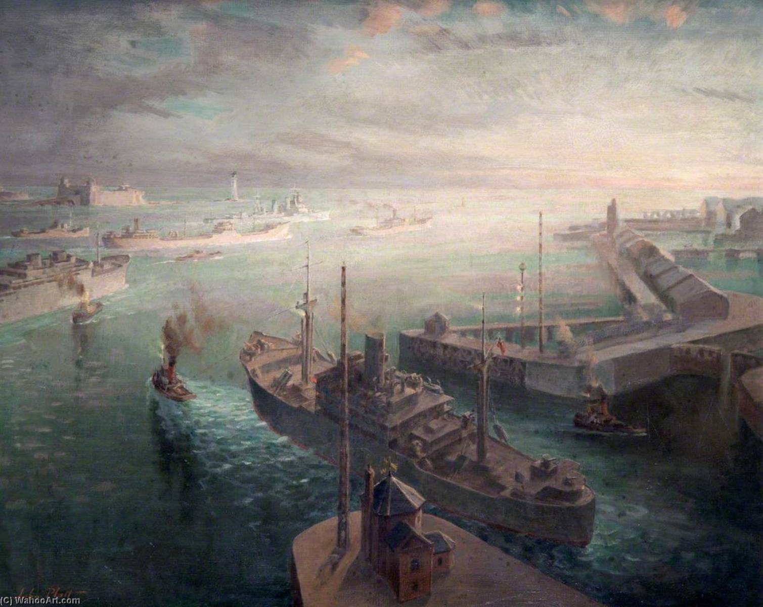 Wikioo.org - The Encyclopedia of Fine Arts - Painting, Artwork by John Edgar Platt - Ocean Transport The Gateway to Battle