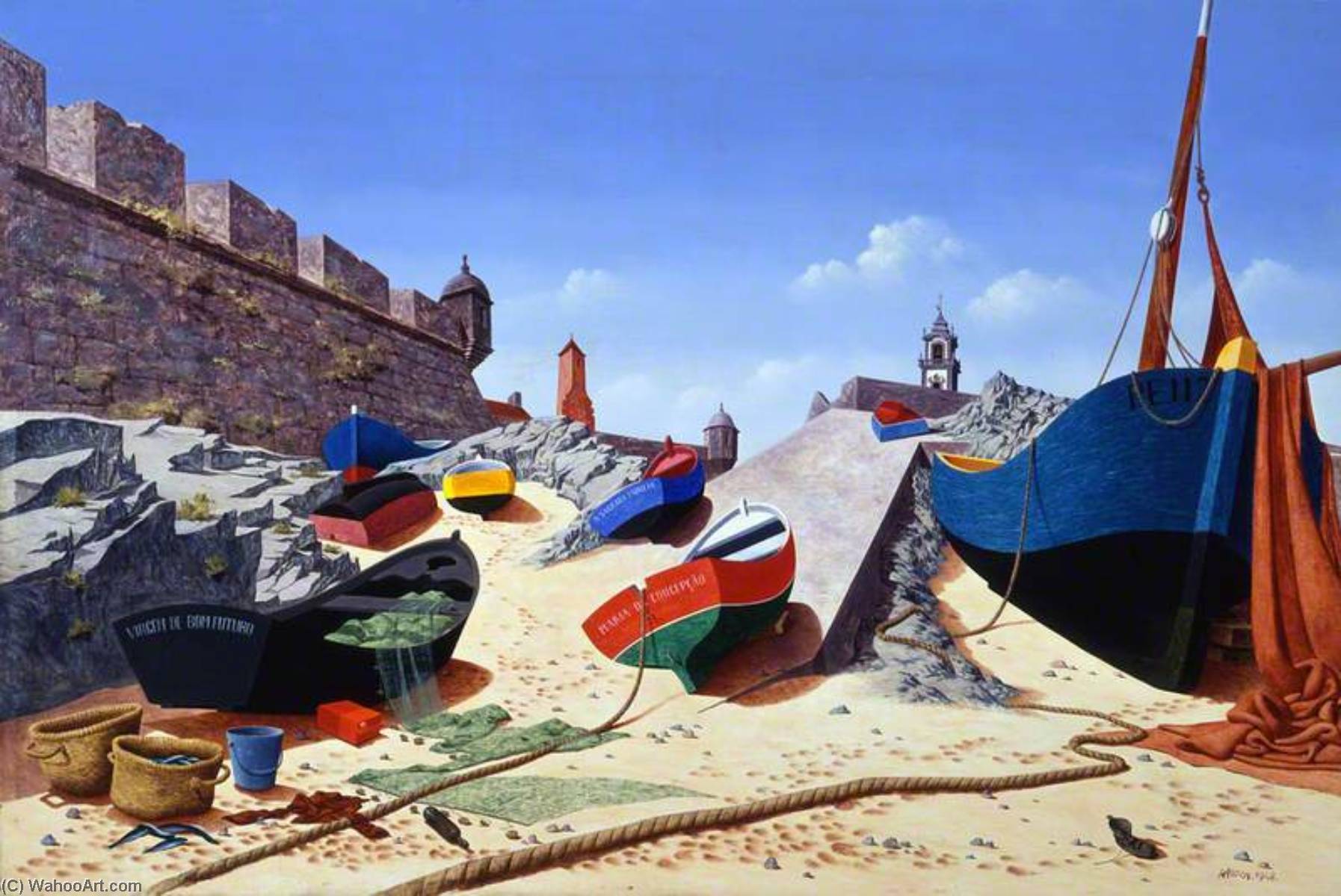 Wikioo.org - The Encyclopedia of Fine Arts - Painting, Artwork by Tristram Paul Hillier - The Slipway at Peniche, Portugal