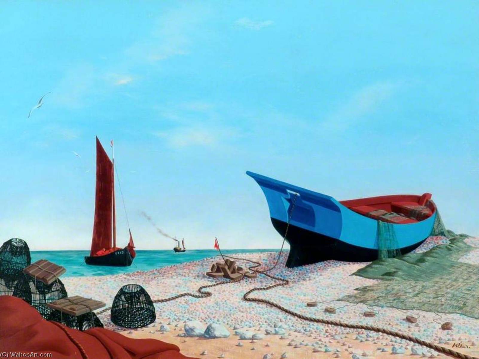 Wikioo.org - The Encyclopedia of Fine Arts - Painting, Artwork by Tristram Paul Hillier - Fishing Boats