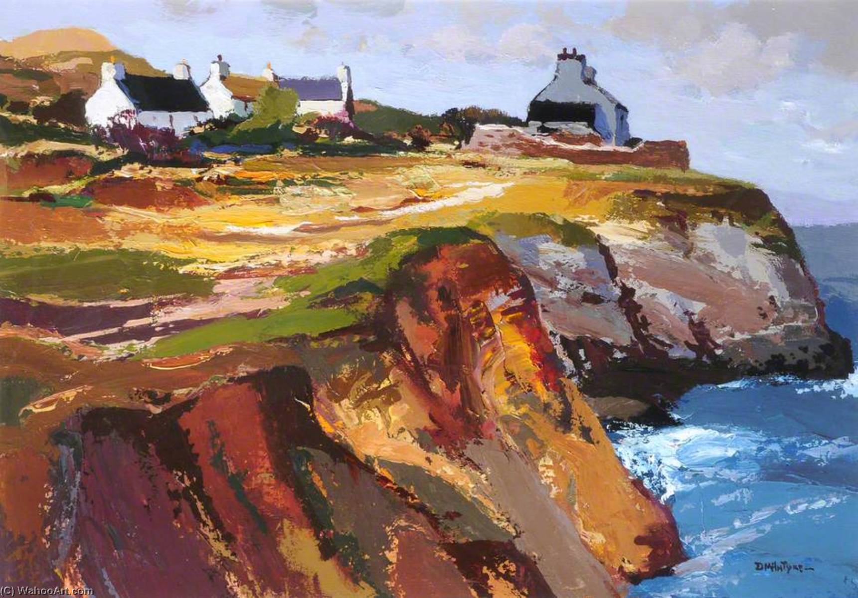 WikiOO.org - Encyclopedia of Fine Arts - Lukisan, Artwork Donald Mcintyre - Cottages on the Cliff