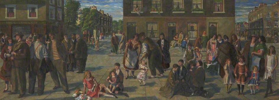 Wikioo.org - The Encyclopedia of Fine Arts - Painting, Artwork by Barnett Freedman - A London Street Scene