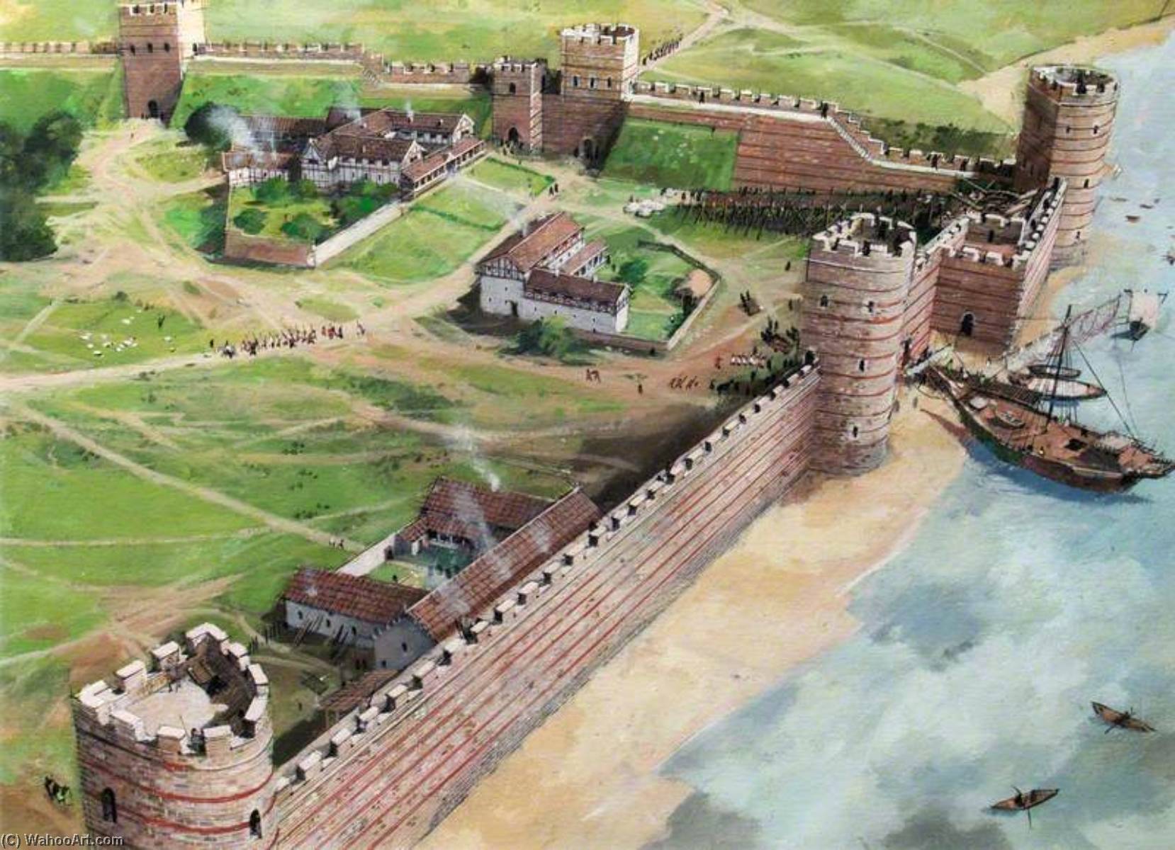 Wikioo.org - The Encyclopedia of Fine Arts - Painting, Artwork by Ivan Lapper - Artist's Impression of the Tower of London Site, c.AD400