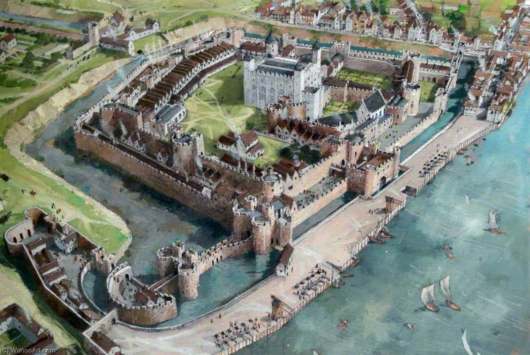 WikiOO.org - دایره المعارف هنرهای زیبا - نقاشی، آثار هنری Ivan Lapper - Artist's Impression of the Tower of London Site, 1547