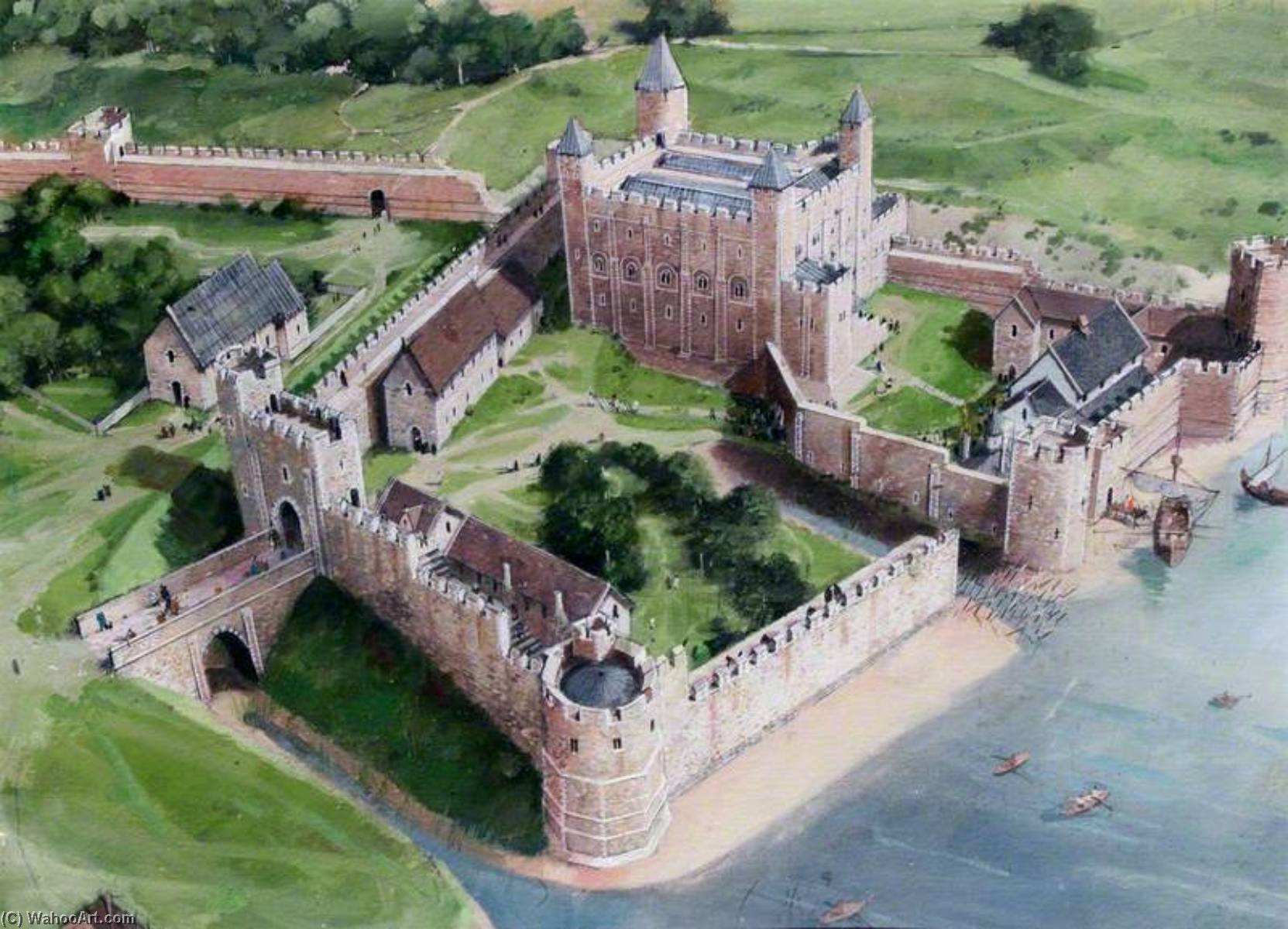 WikiOO.org - Encyclopedia of Fine Arts - Lukisan, Artwork Ivan Lapper - Artist's Impression of the Tower of London Site, 1200