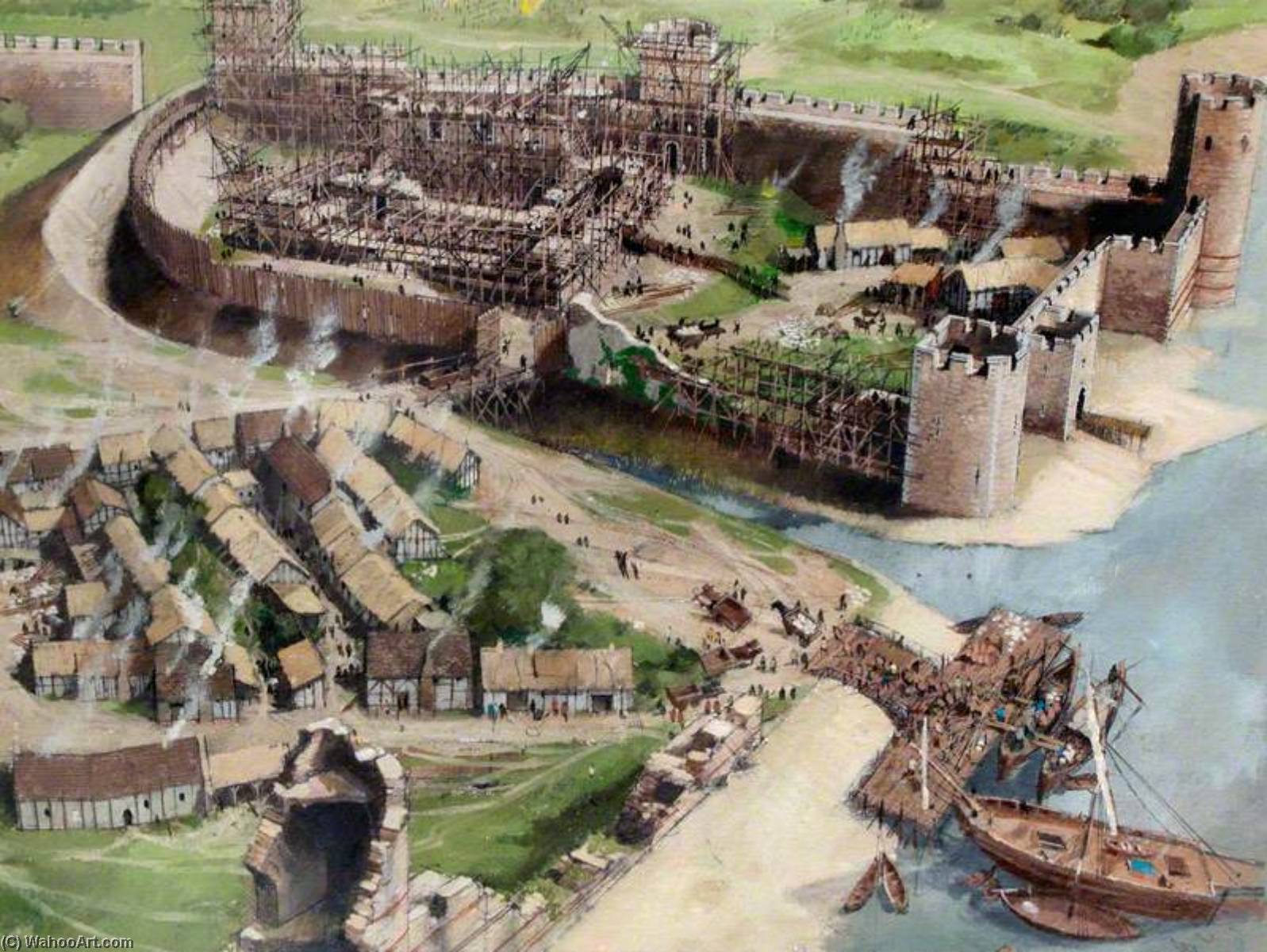 Wikioo.org - The Encyclopedia of Fine Arts - Painting, Artwork by Ivan Lapper - Artist's Impression of the Tower of London Site, 1080