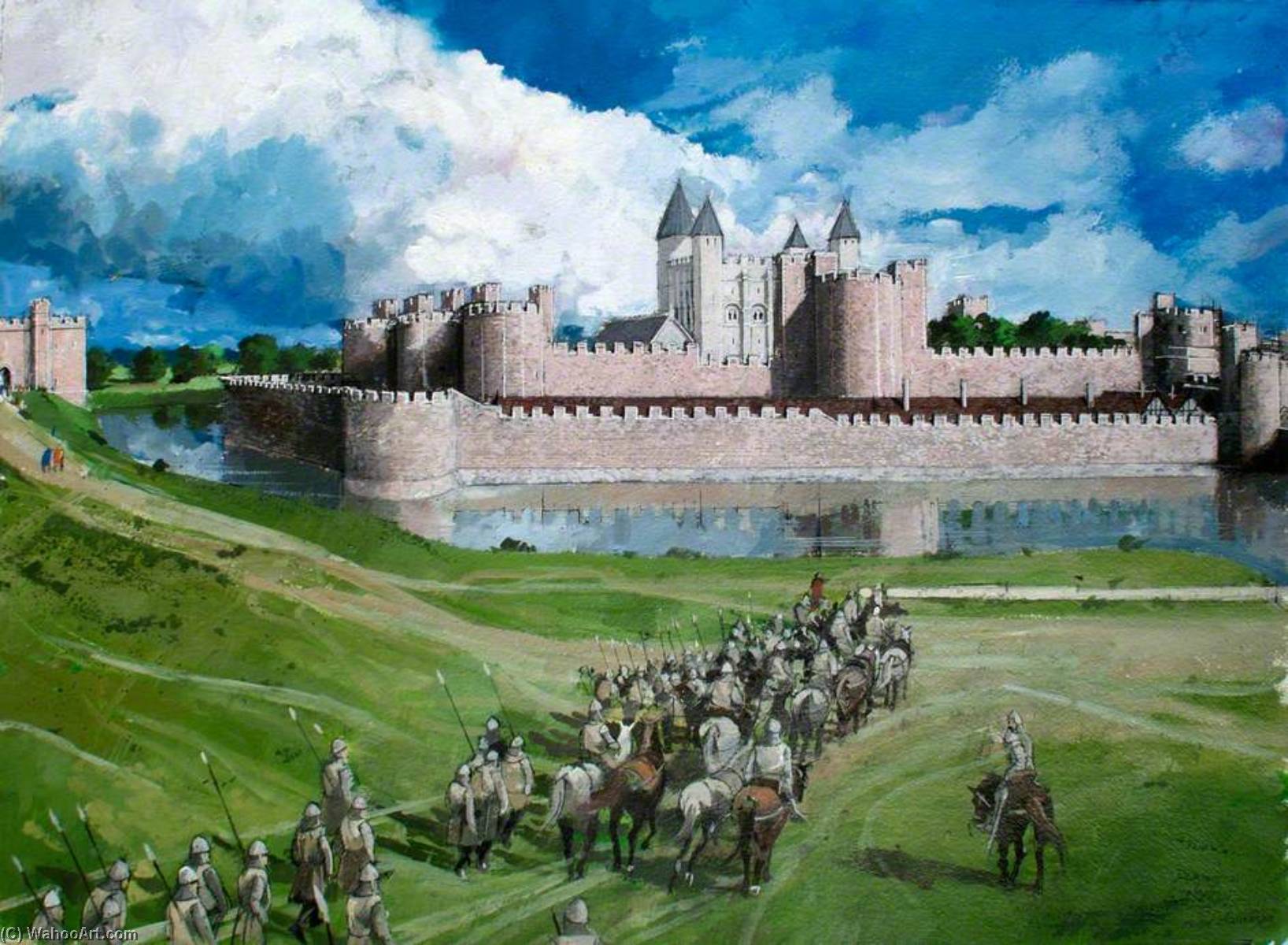 Wikioo.org - The Encyclopedia of Fine Arts - Painting, Artwork by Ivan Lapper - Reconstructed View of the Tower of London, Edward I's Completed Outer Wall, 1300