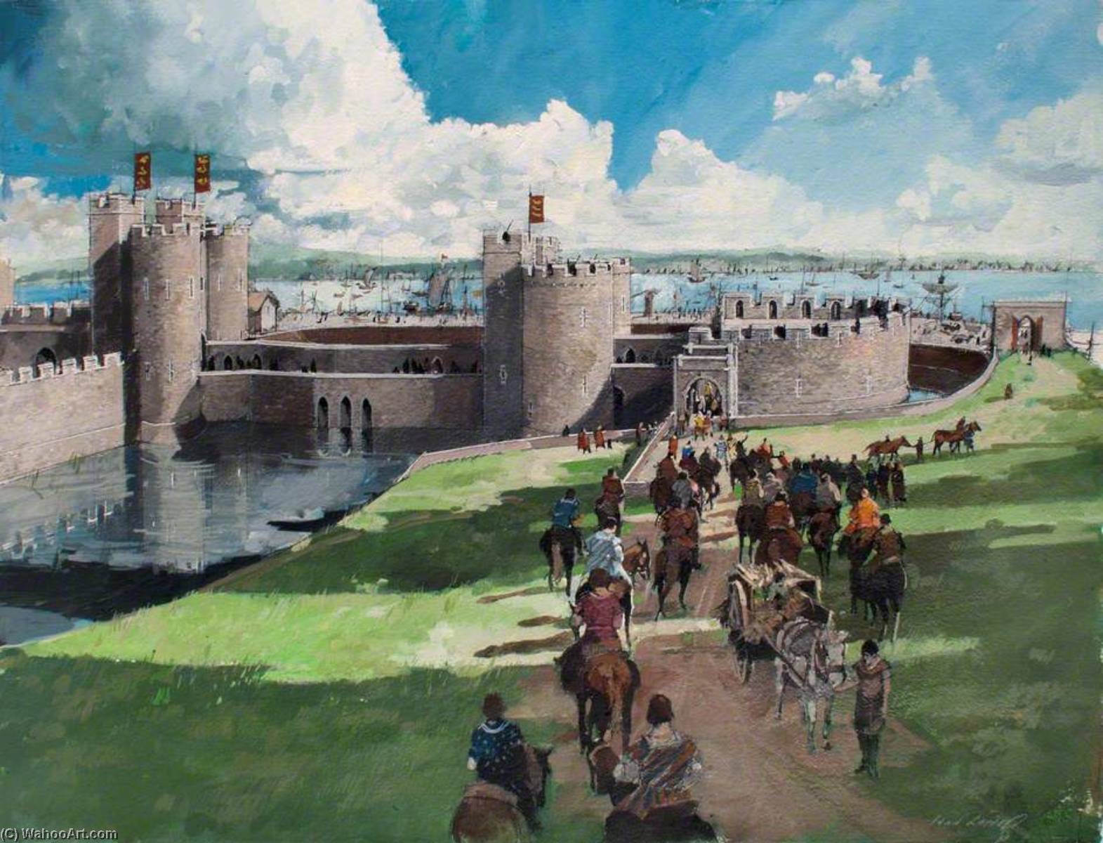 Wikioo.org - The Encyclopedia of Fine Arts - Painting, Artwork by Ivan Lapper - Reconstructed View of the Tower of London, Byward Entrance, 1300