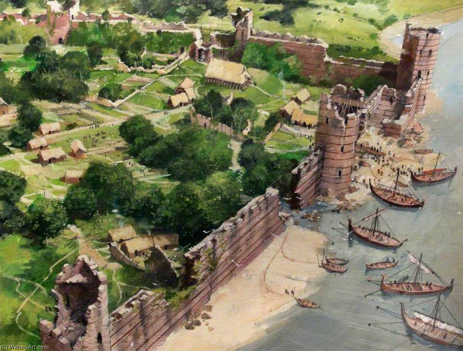 Wikioo.org - The Encyclopedia of Fine Arts - Painting, Artwork by Ivan Lapper - Artist's Impression of the Tower of London Site, AD886