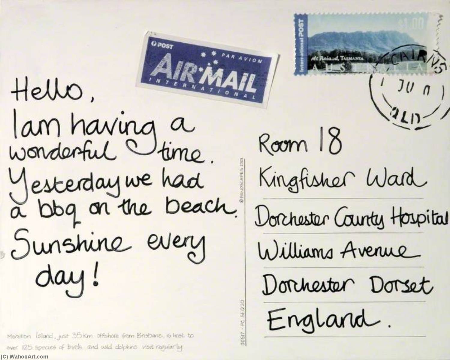 WikiOO.org - אנציקלופדיה לאמנויות יפות - ציור, יצירות אמנות Antonia Phillips - 'Dreams of Australia' Series, Air Mail Postcard
