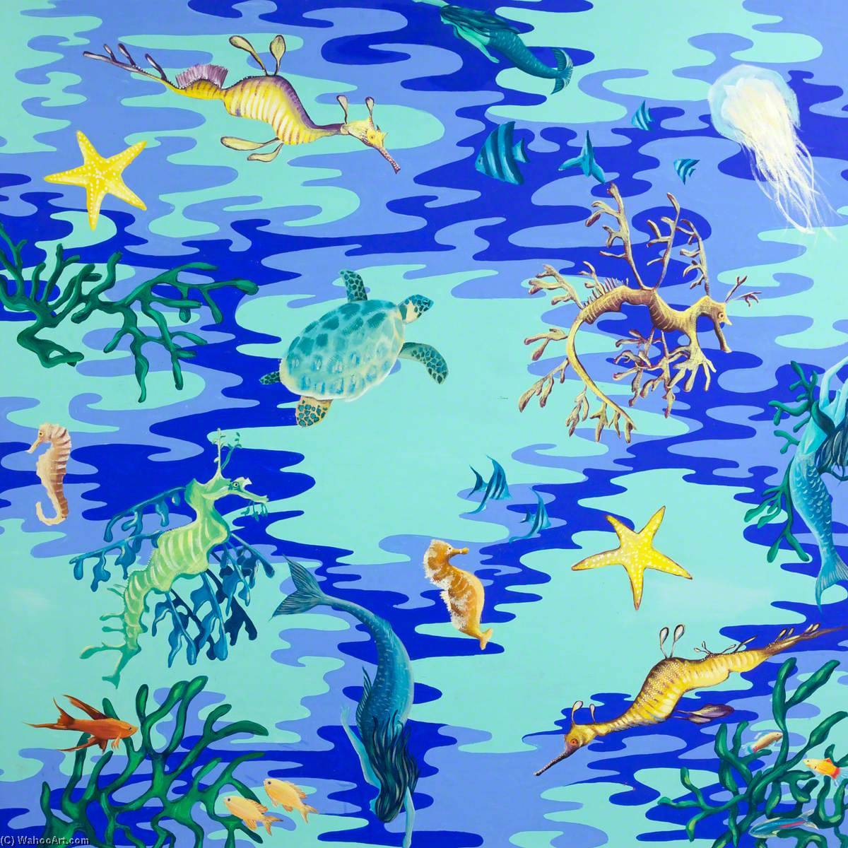 Wikioo.org – L'Enciclopedia delle Belle Arti - Pittura, Opere di Alexandra Jane Davies - distrazione pannelli  Sirene  e le  sottacqua  creature
