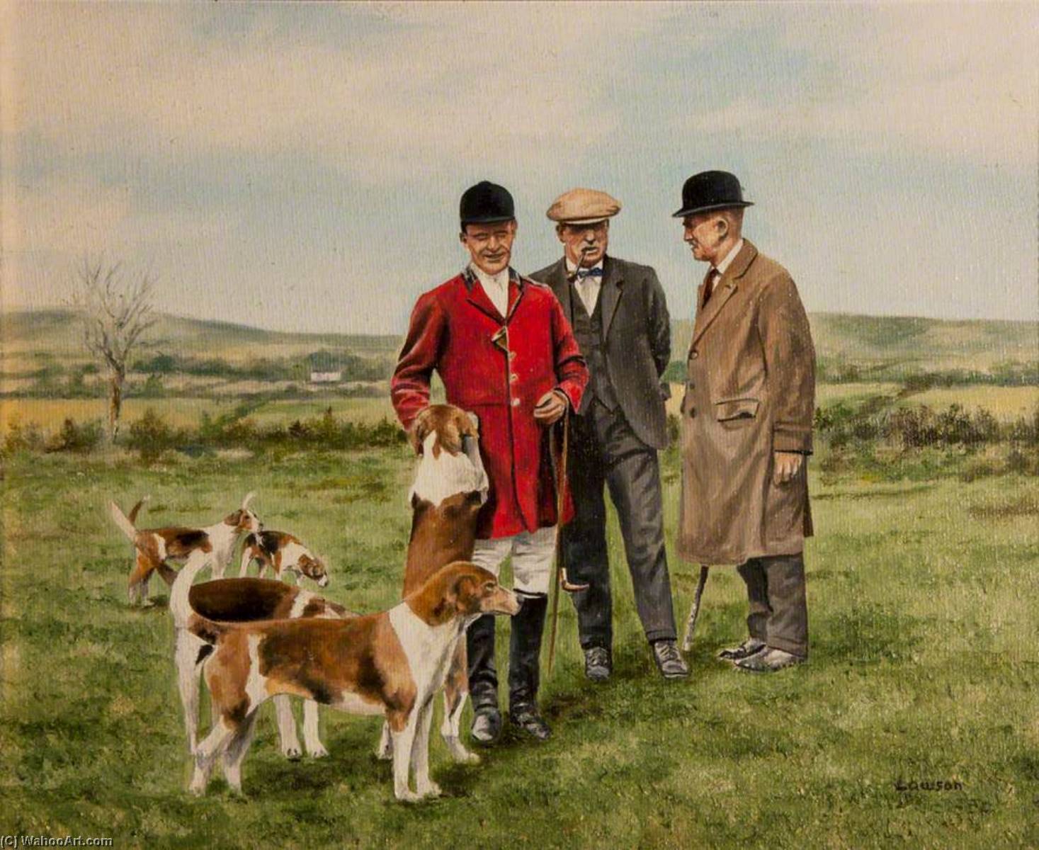 Wikioo.org - The Encyclopedia of Fine Arts - Painting, Artwork by John Andrew Lawson - Huntsmen with Dogs