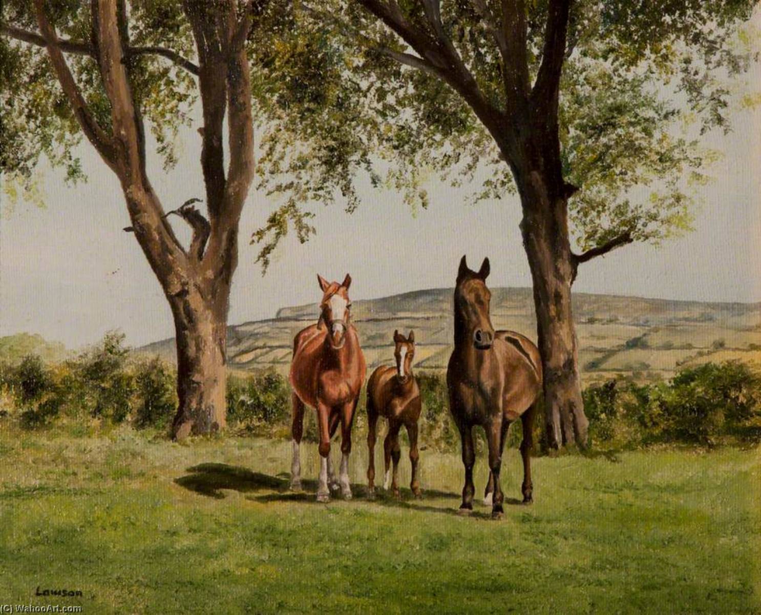 Wikioo.org - The Encyclopedia of Fine Arts - Painting, Artwork by John Andrew Lawson - Mare and Foals
