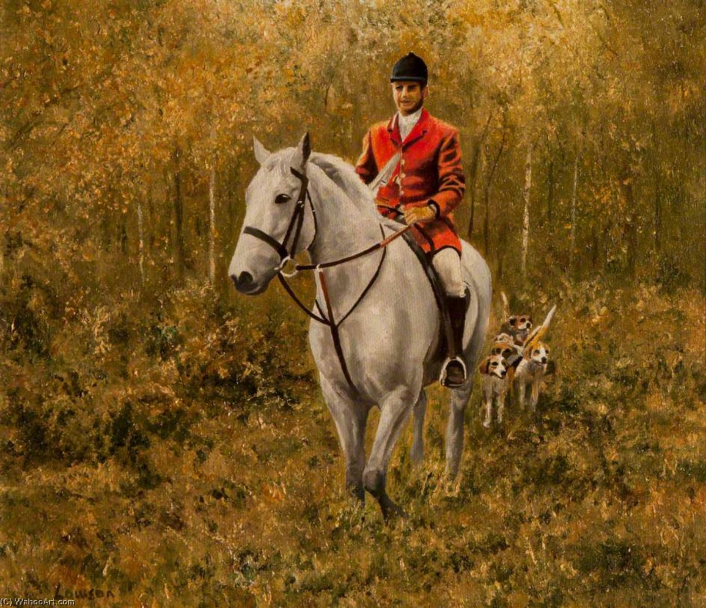 Wikioo.org - The Encyclopedia of Fine Arts - Painting, Artwork by John Andrew Lawson - Huntsman on a White Horse