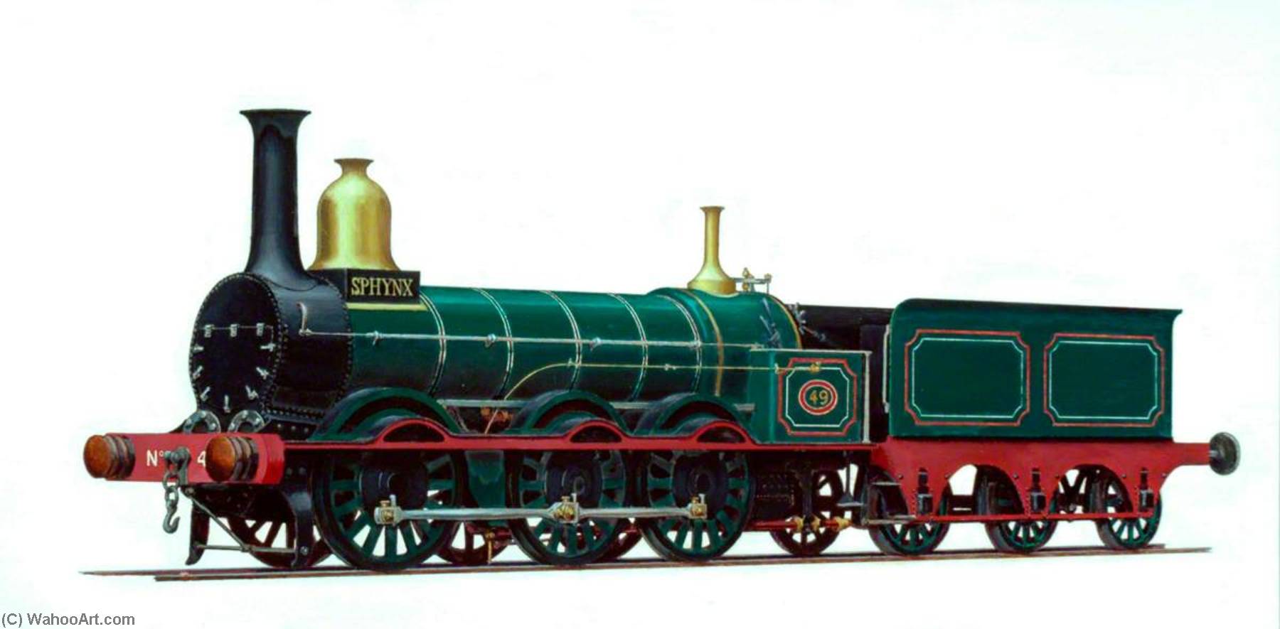 Wikioo.org - The Encyclopedia of Fine Arts - Painting, Artwork by Henry Maurice Whitcombe - Manchester, Sheffield and Lincolnshire Railway 0–6–0 Goods Engine No.49 'Sphynx'