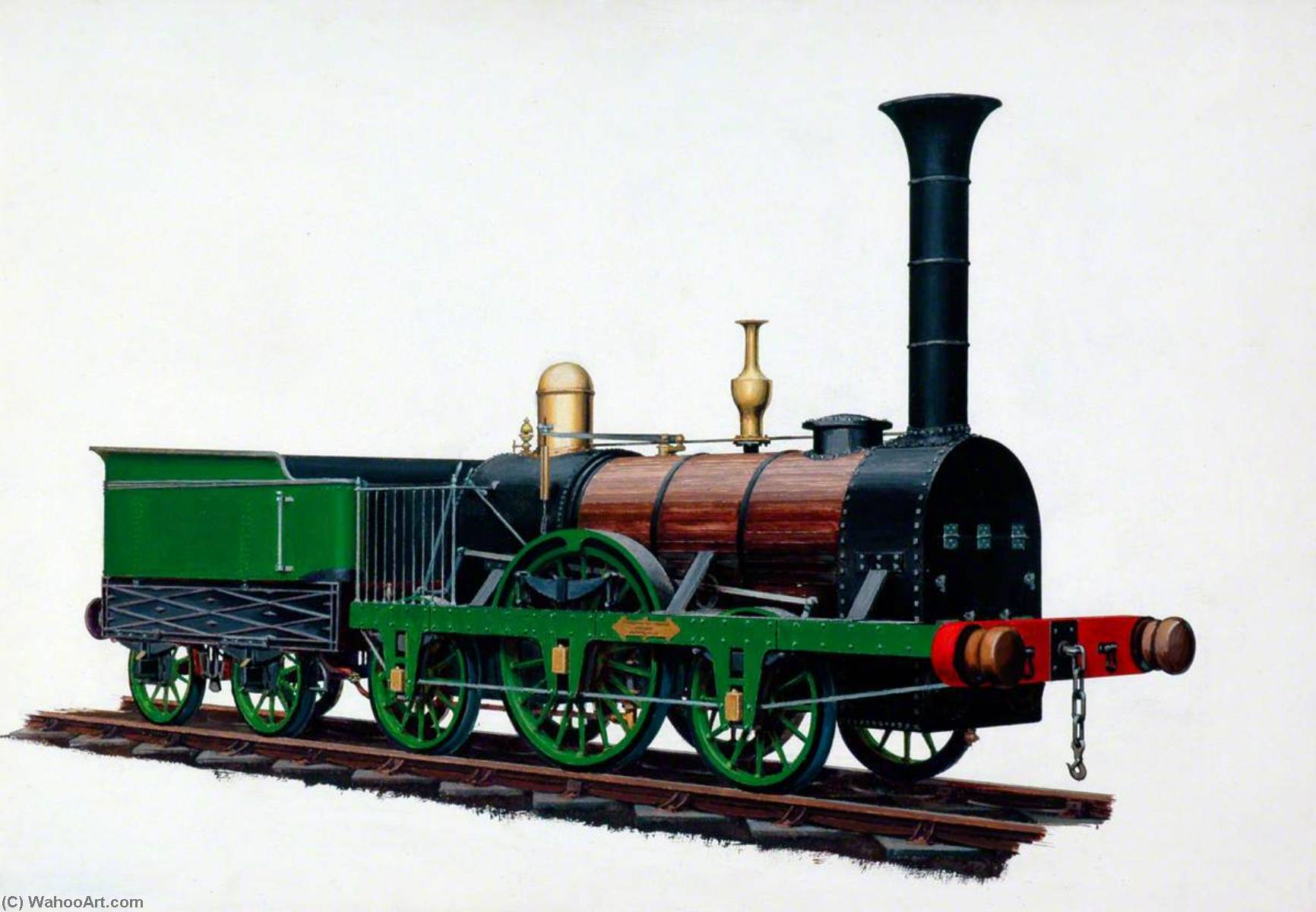 Wikioo.org - The Encyclopedia of Fine Arts - Painting, Artwork by Henry Maurice Whitcombe - 2–2–2 Locomotive 'Patentee', Robert Stephenson's Patent Locomotive