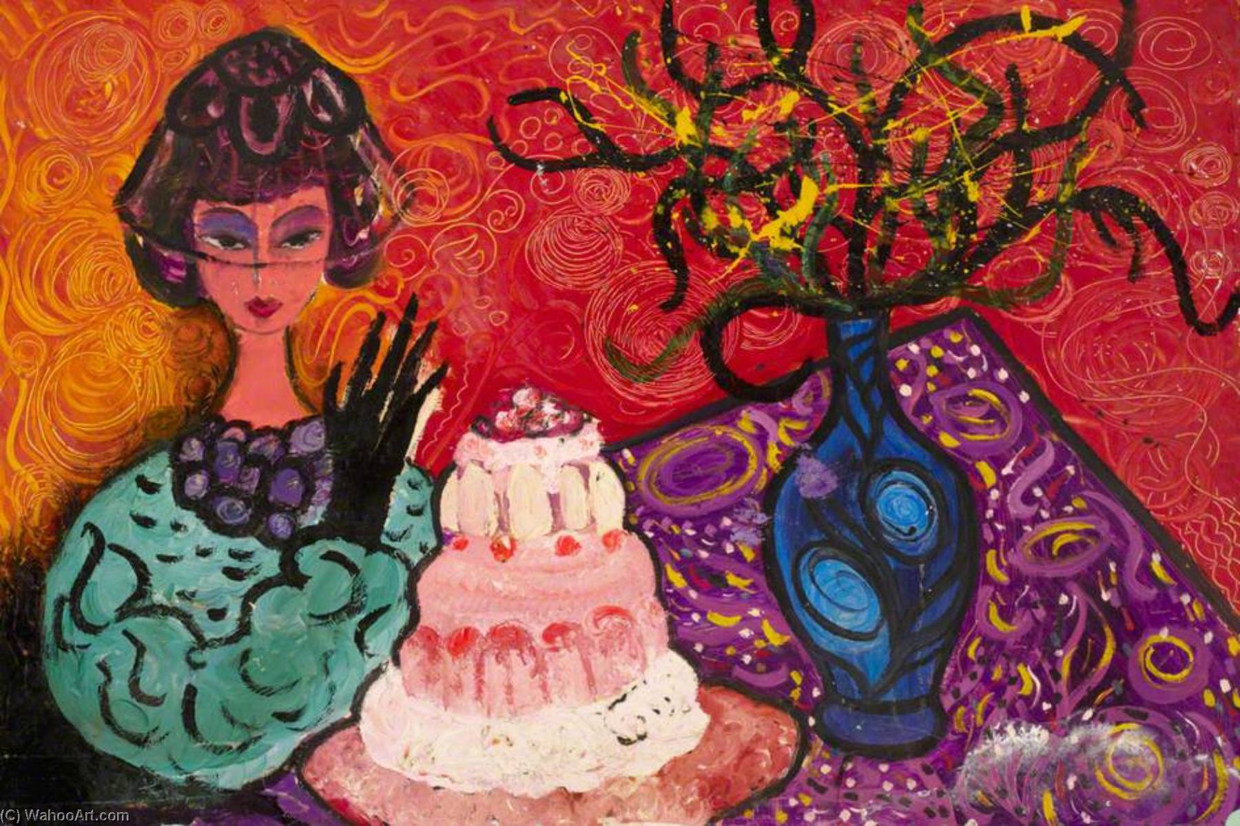 Wikioo.org - The Encyclopedia of Fine Arts - Painting, Artwork by Stanley Lench - Woman with Cake