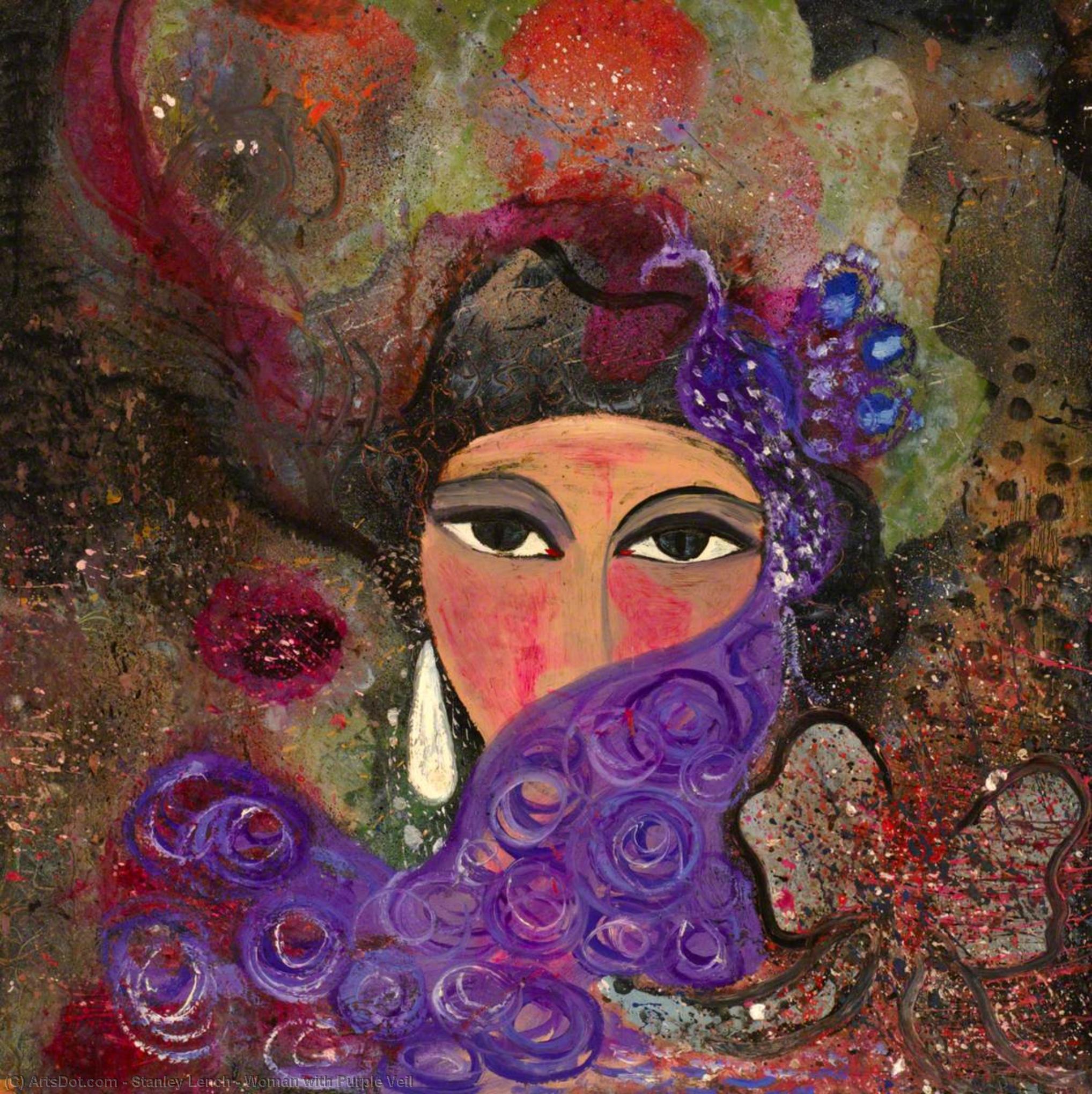 Wikioo.org - The Encyclopedia of Fine Arts - Painting, Artwork by Stanley Lench - Woman with Purple Veil