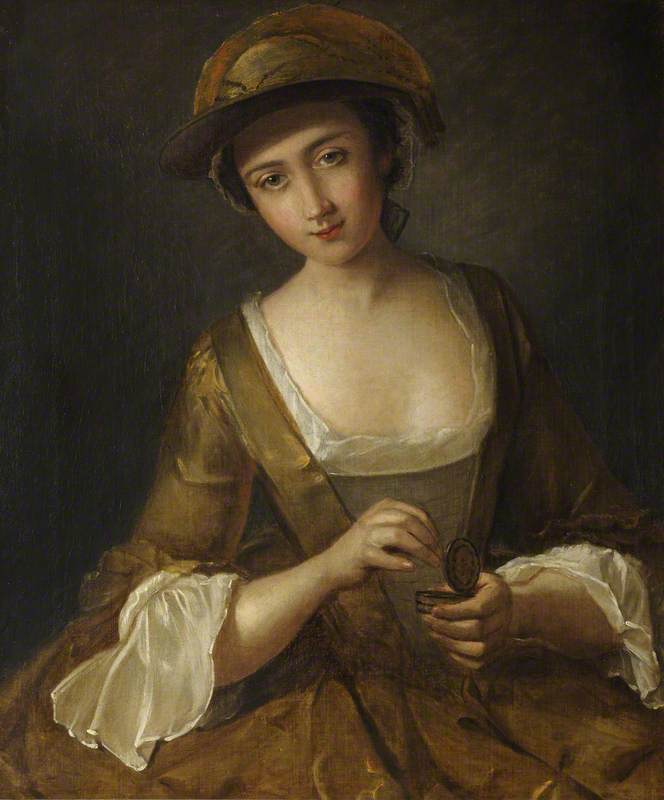 WikiOO.org - Encyclopedia of Fine Arts - Maľba, Artwork Philippe Mercier - Portrait of a Girl with a Patch Box