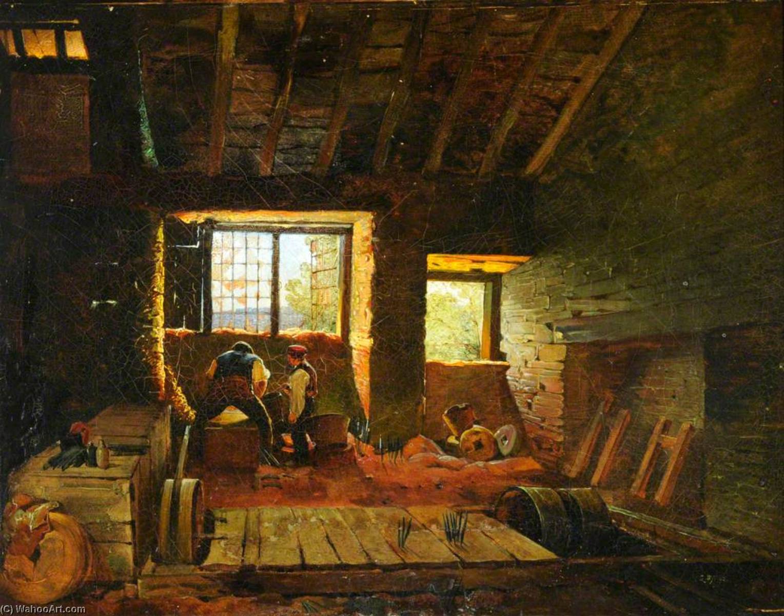 Wikioo.org - The Encyclopedia of Fine Arts - Painting, Artwork by Godfrey Sykes - Interior of a Sheffield Grinder's Hull