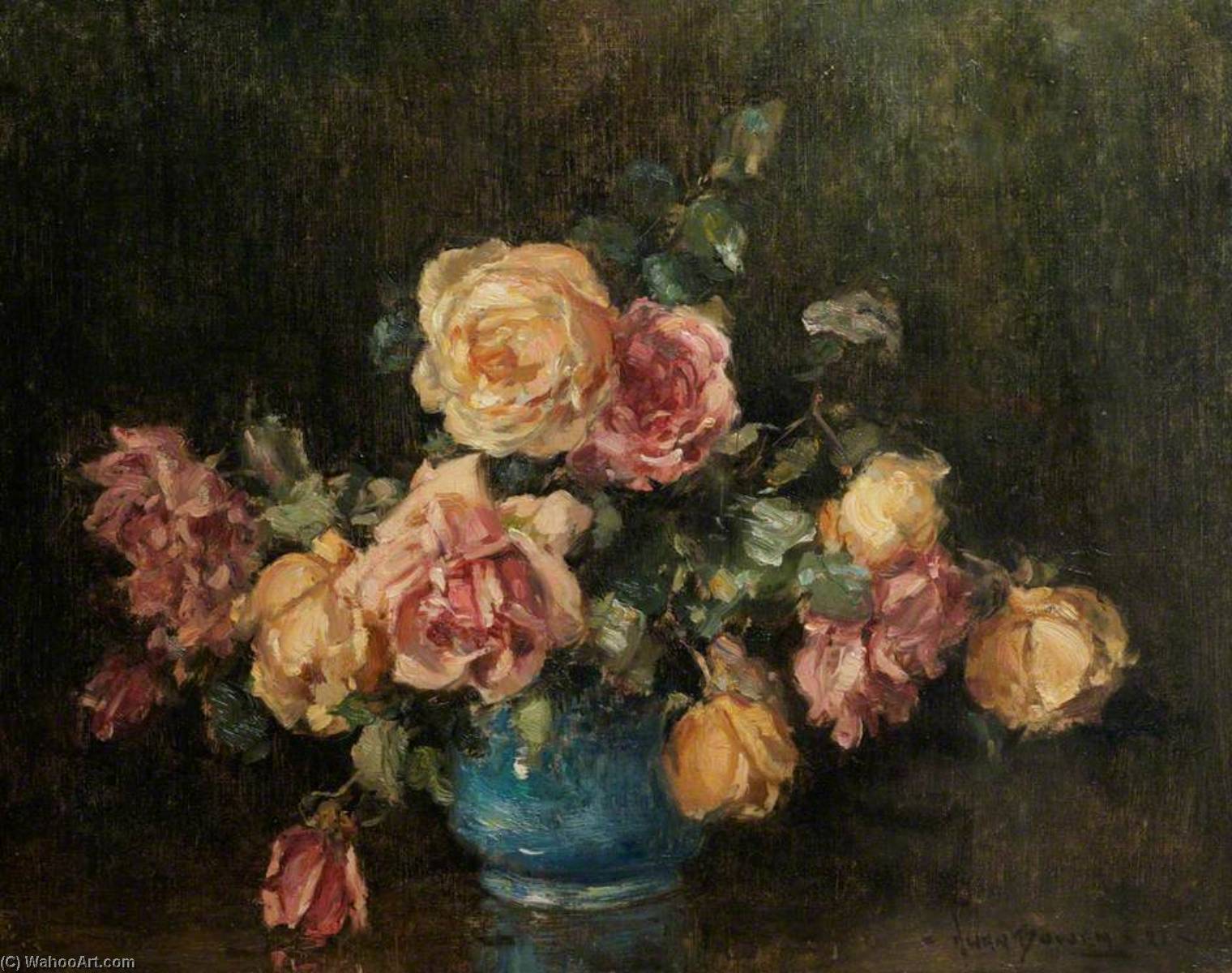 Wikioo.org - The Encyclopedia of Fine Arts - Painting, Artwork by Owen Bowen - A Bowl of Roses