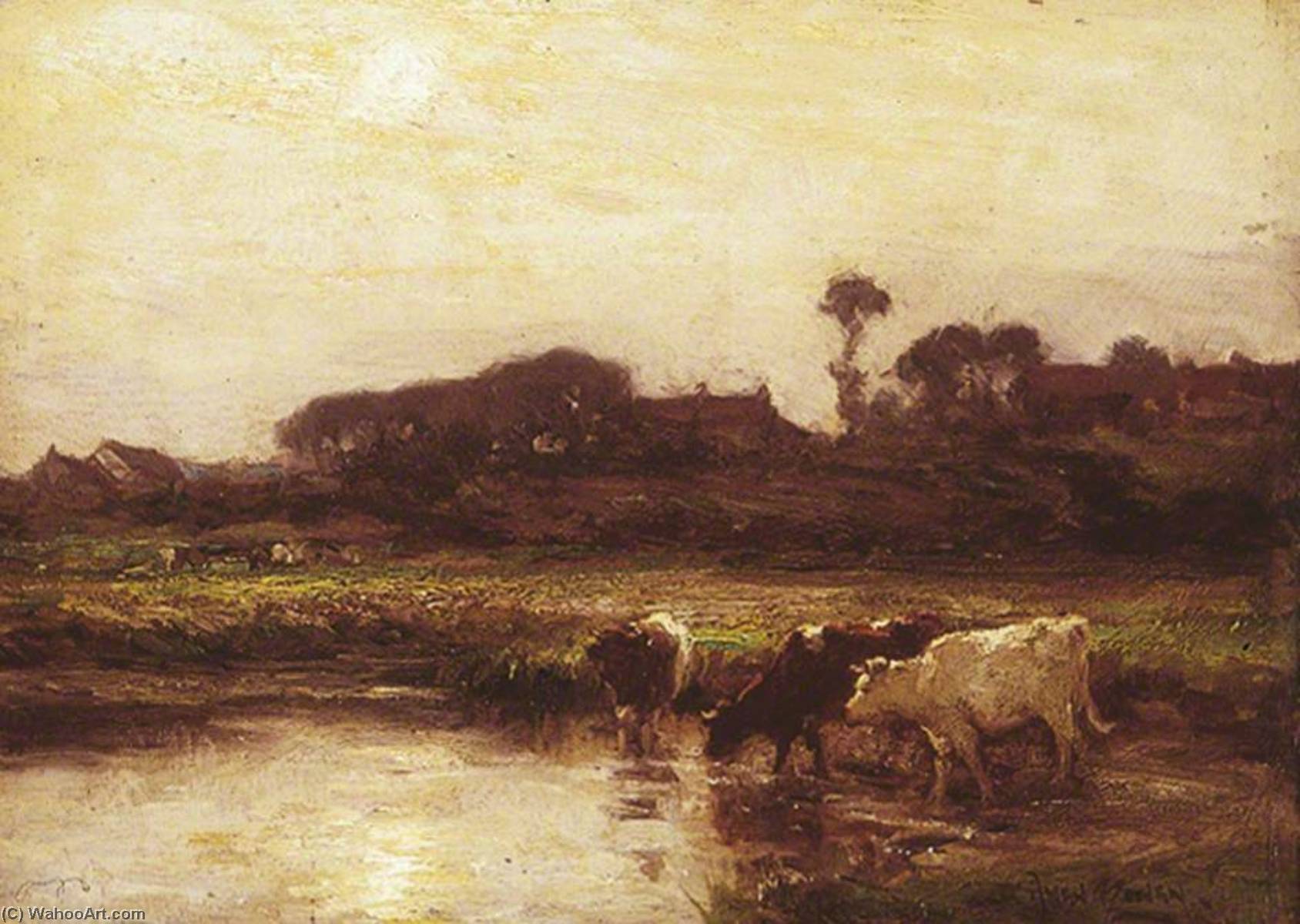 Wikioo.org - The Encyclopedia of Fine Arts - Painting, Artwork by Owen Bowen - Cattle by a River