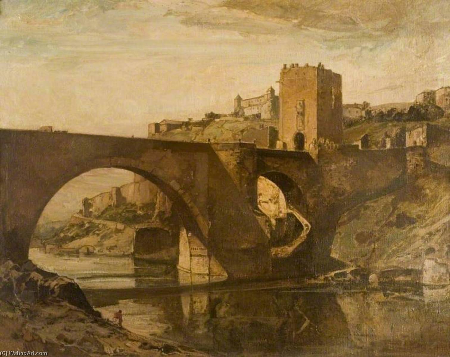 Wikioo.org - The Encyclopedia of Fine Arts - Painting, Artwork by Oliver Hall - Alcántara Bridge, Toledo, Spain