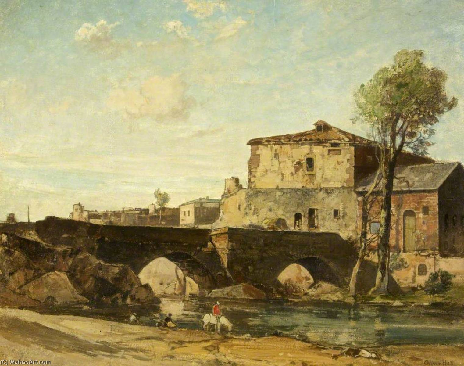 Wikioo.org - The Encyclopedia of Fine Arts - Painting, Artwork by Oliver Hall - Old Mill at Ávila, Spain