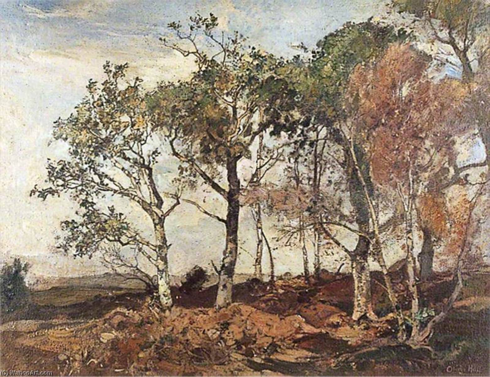 Wikioo.org - The Encyclopedia of Fine Arts - Painting, Artwork by Oliver Hall - Oak Trees on Duncton Common