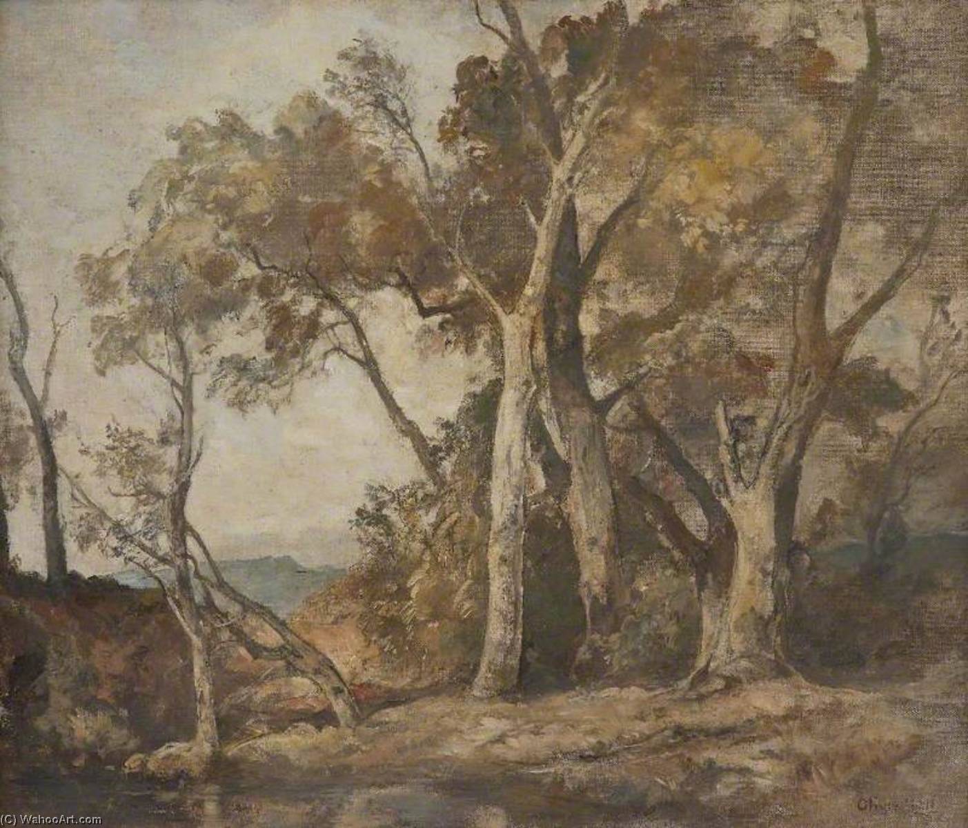 WikiOO.org - Güzel Sanatlar Ansiklopedisi - Resim, Resimler Oliver Hall - A Composition of Forest Trees