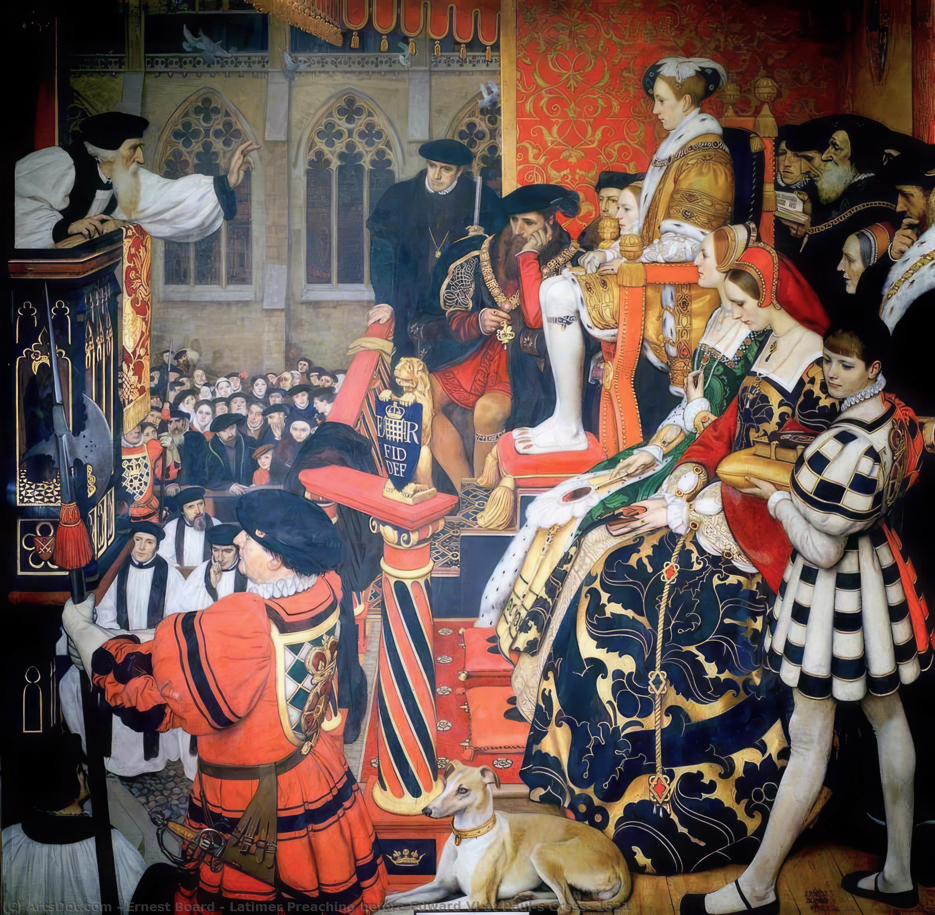 Wikioo.org - The Encyclopedia of Fine Arts - Painting, Artwork by Ernest Board - Latimer Preaching before Edward VI at Paul's Cross, 1521