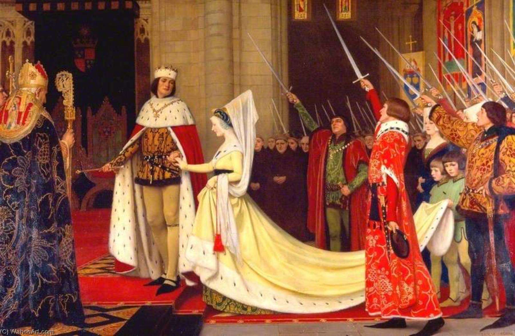 Wikioo.org - The Encyclopedia of Fine Arts - Painting, Artwork by Ernest Board - King Edward IV and His Queen, Elizabeth Woodville at Reading Abbey, 1464