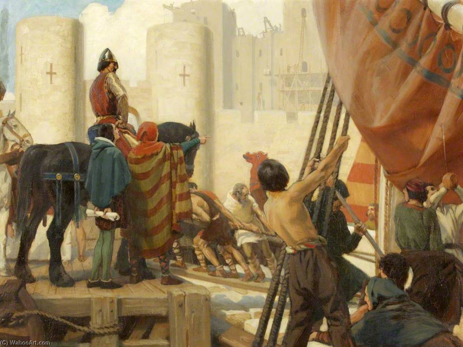 Wikioo.org - The Encyclopedia of Fine Arts - Painting, Artwork by Ernest Board - Robert, Earl of Gloucester, Building the Great Keep of Bristol Castle, 1116